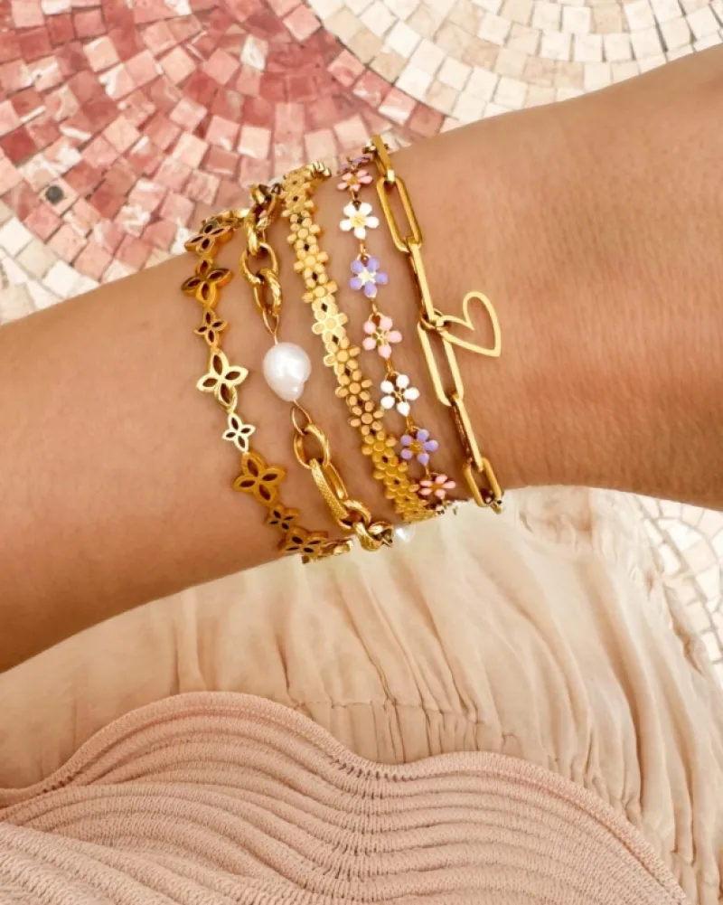 Finaste Bangle vintage flower goudkleurig Fashion