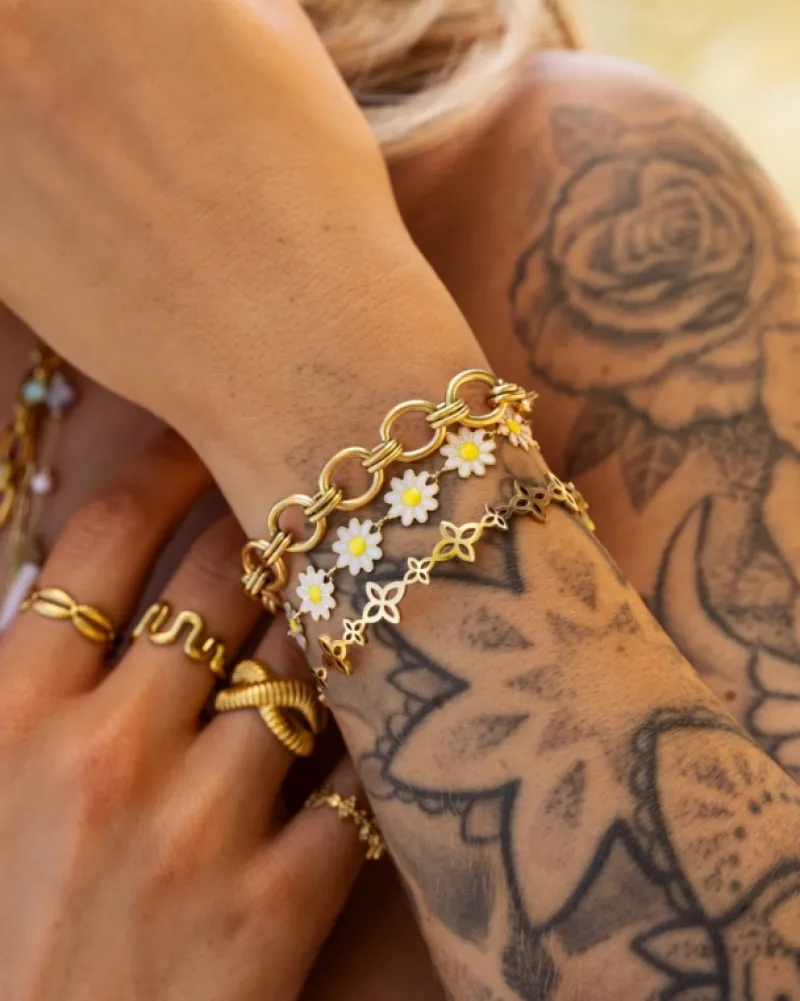 Finaste Bangle vintage flower goudkleurig Fashion