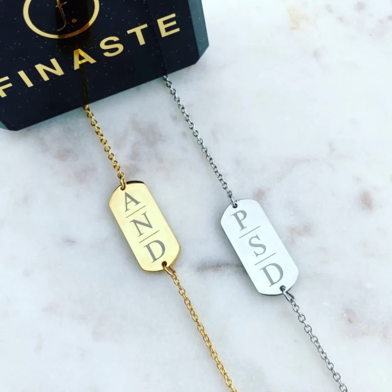 Finaste Bar armband graveren 3 letters Clearance