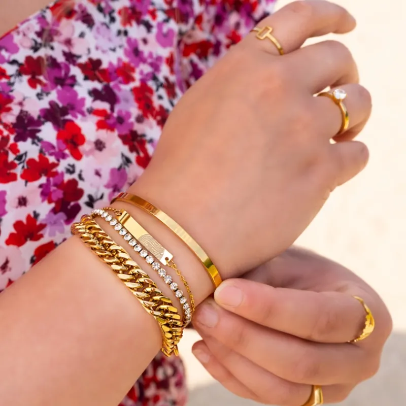 Finaste Bar armband vingerafdruk goud kleurig Fashion