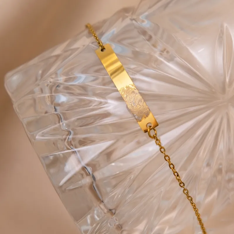 Finaste Bar armband vingerafdruk goud kleurig Fashion