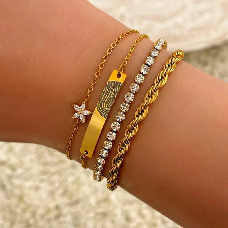 Finaste Bar armband vingerafdruk goud kleurig Fashion