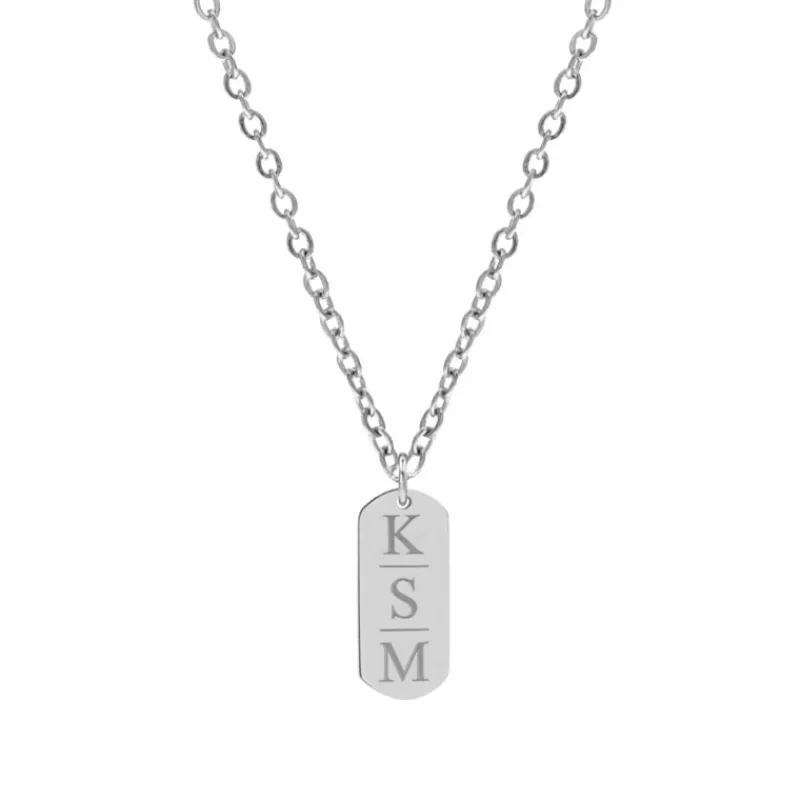 Finaste Bar Ketting Graveren 3 Letters Sale