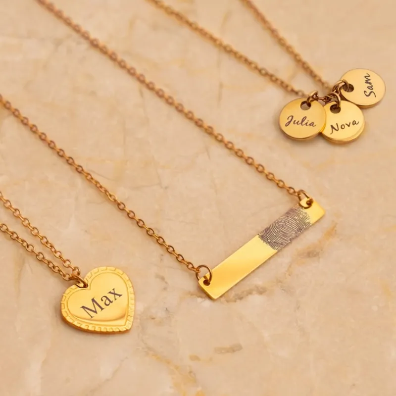 Finaste Bar ketting vingerafdruk goud kleurig Clearance