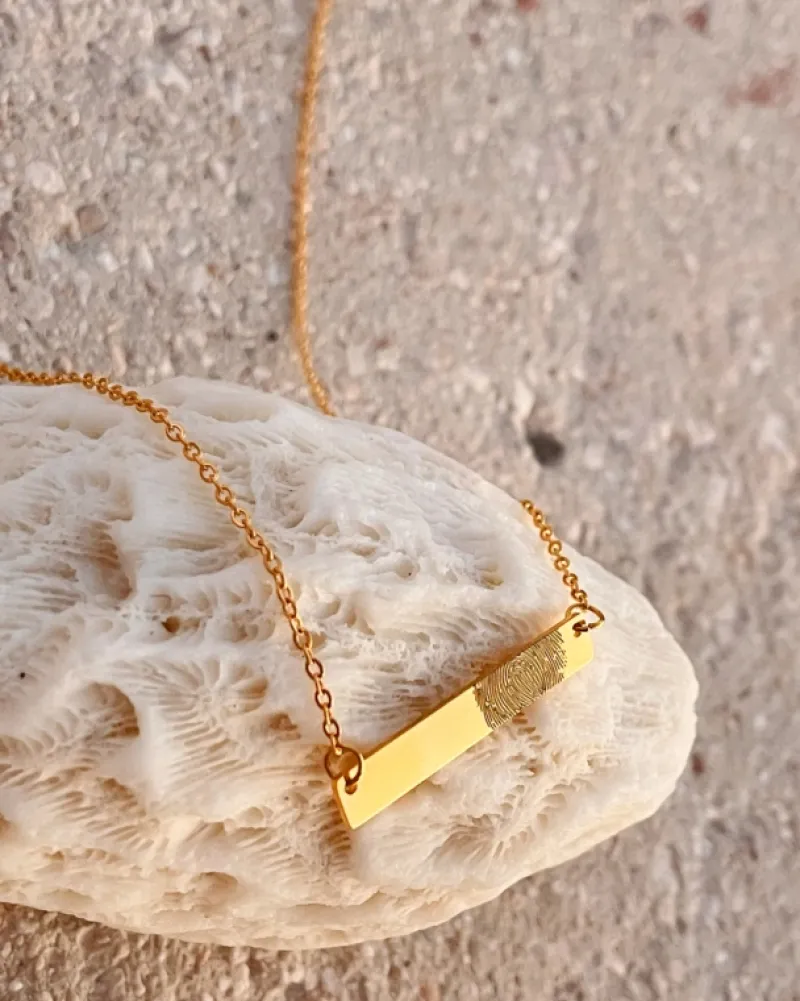 Finaste Bar ketting vingerafdruk goud kleurig Clearance