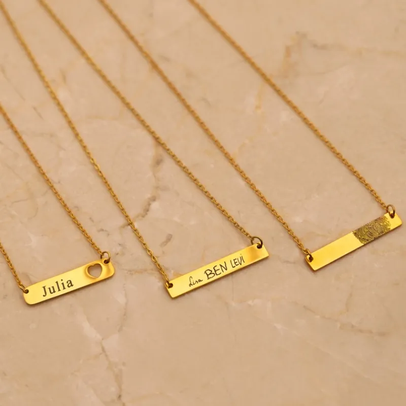 Finaste Bar ketting vingerafdruk goud kleurig Clearance