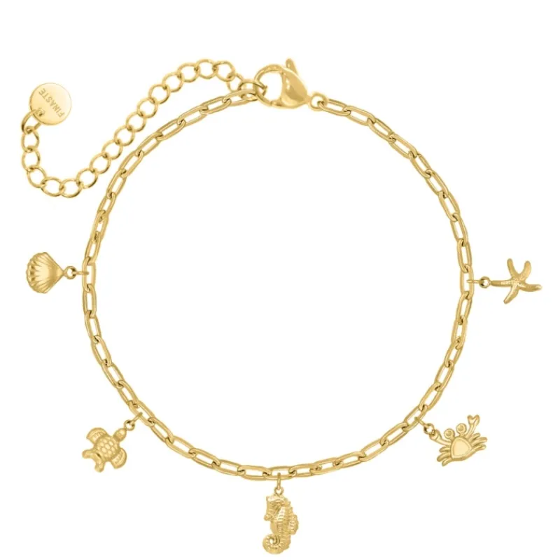 Finaste Bedelarmband zee bedels goudkleurig Hot