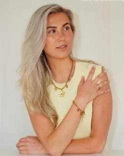 Finaste Bedelketting met bloemetjes goudkleurig Best