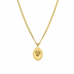 Finaste Birth flower ketting met jouw gravering goudkleurig New