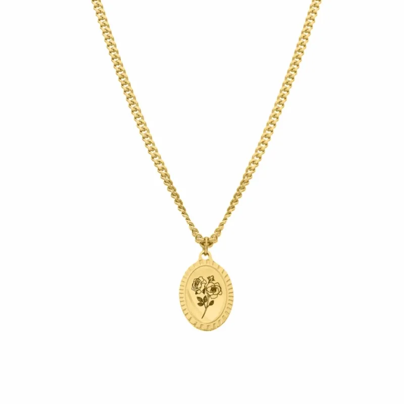 Finaste Birth flower ketting met jouw gravering goudkleurig New