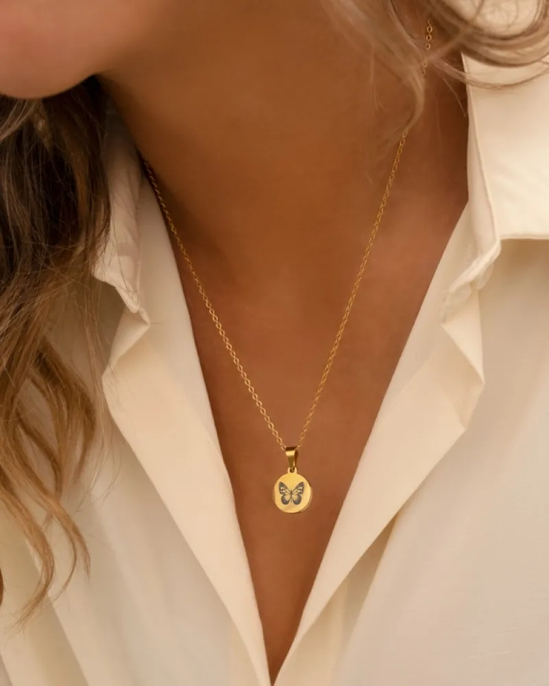 Finaste Birth month butterfly ketting goudkleurig Hot