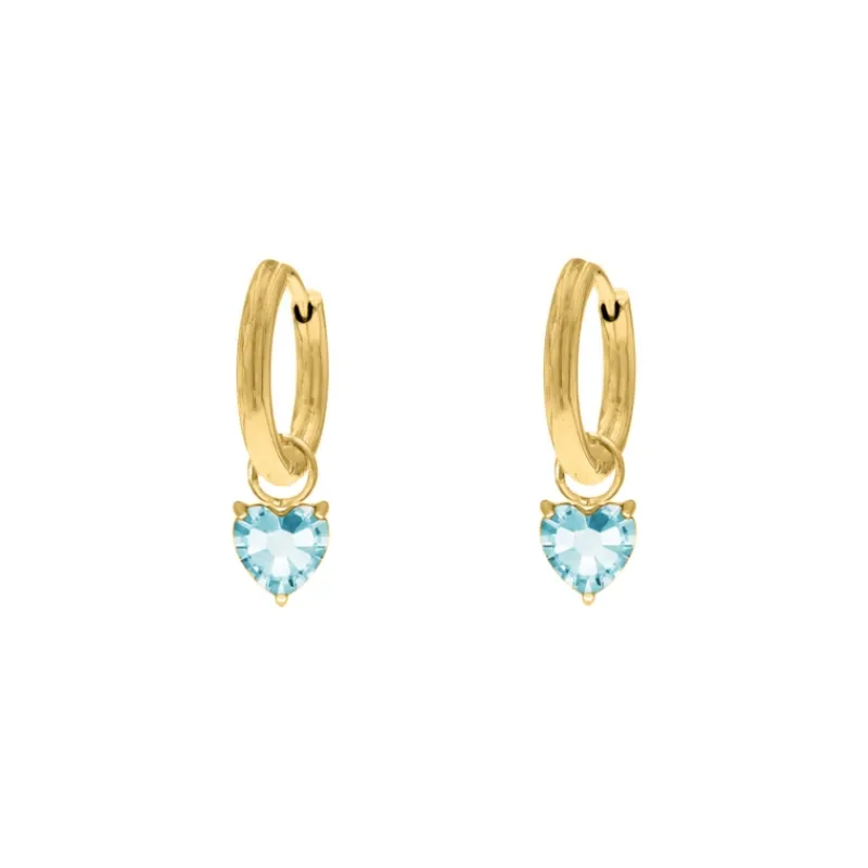 Finaste Birthstone heart oorbellen goldplated New