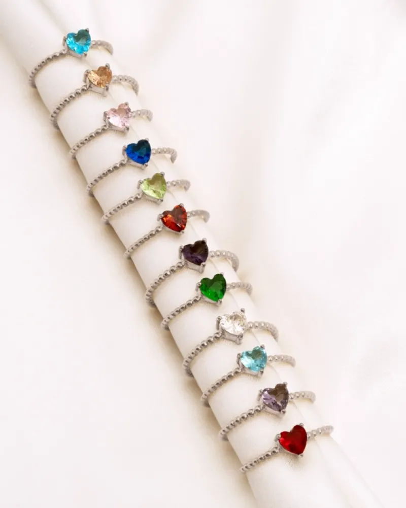 Finaste Birthstone heart ring New