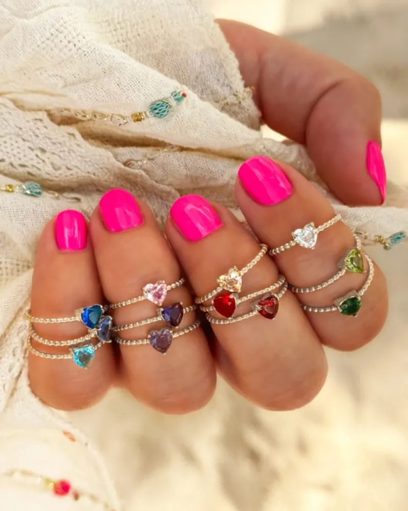 Finaste Birthstone heart ring New
