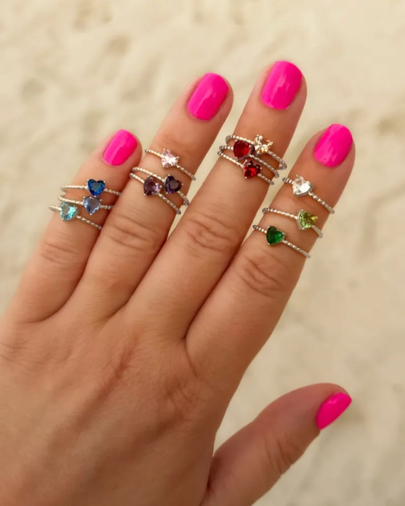 Finaste Birthstone heart ring New