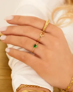 Finaste Birthstone heart ring goldplated Best