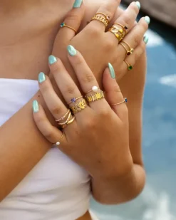 Finaste Birthstone heart ring goldplated Best