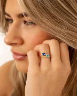 Finaste Birthstone heart ring goldplated Best