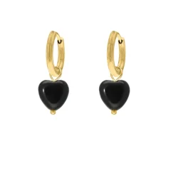 Finaste Black heart earrings goldplated Online