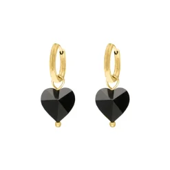 Finaste Black heart oorbellen goldplated Online
