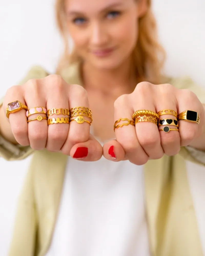 Finaste Black Love Ring Fashionista Goudkleurig Best