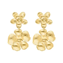 Finaste Bloem oorbellen dubbel goudkleurig Outlet