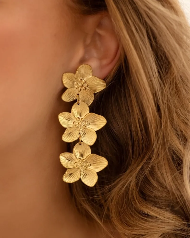 Finaste Bloem oorbellen statement goudkleurig Online