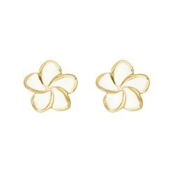 Finaste Bloem oorbellen wit goudkleurig New