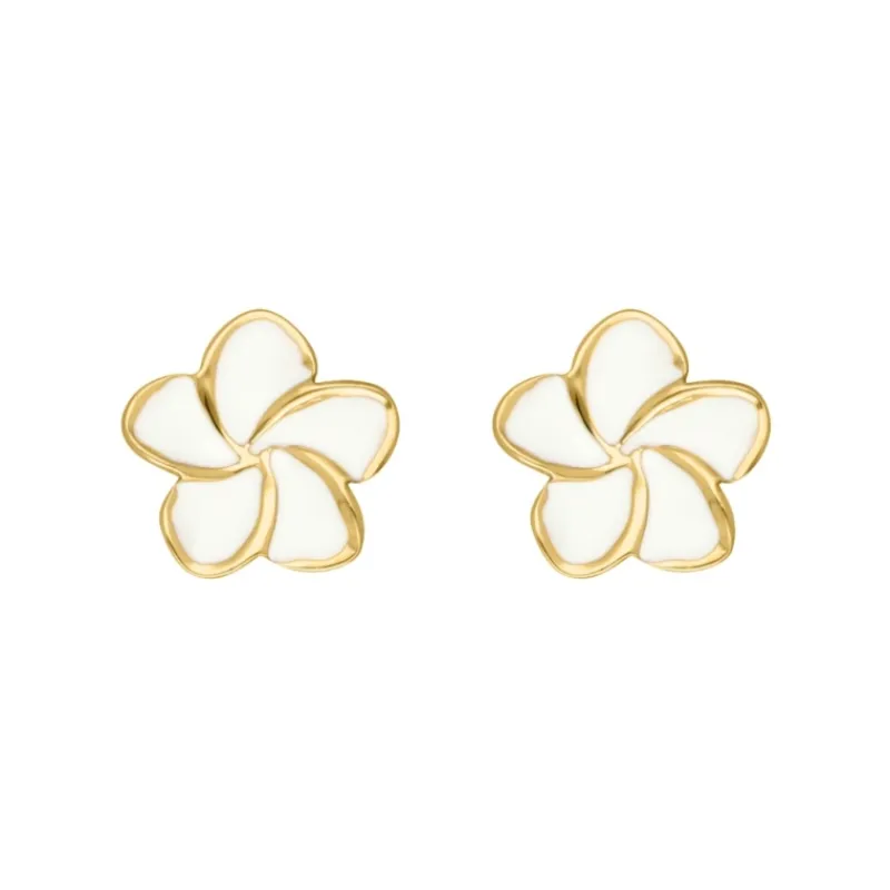 Finaste Bloem oorbellen wit goudkleurig New
