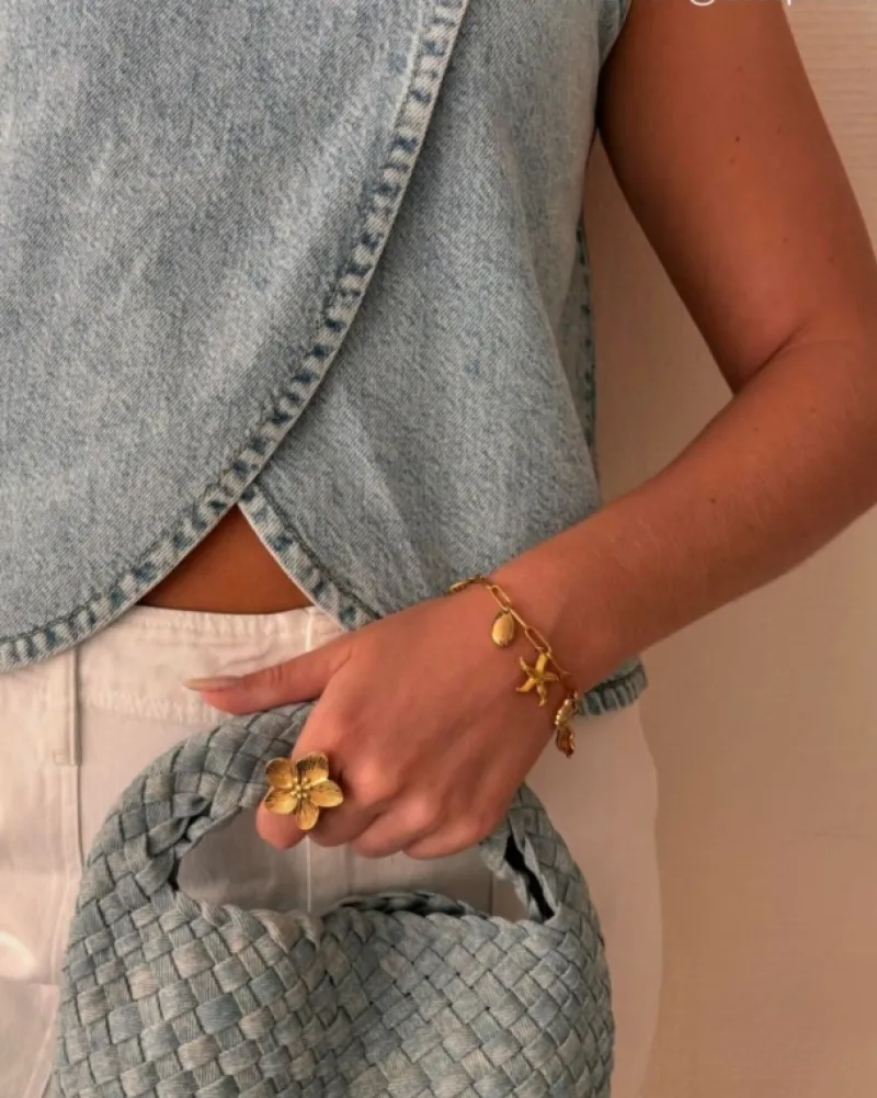 Finaste Bloem ring goudkleurig Sale