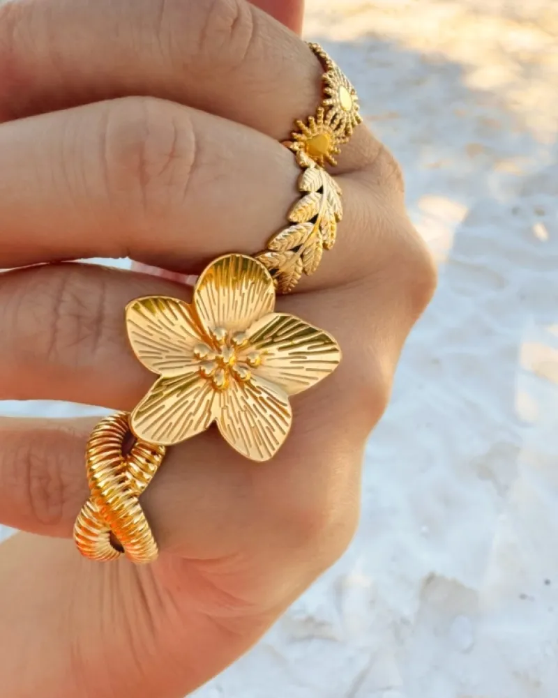 Finaste Bloem ring goudkleurig Sale
