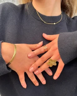 Finaste Bloem ring goudkleurig Sale