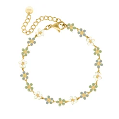 Finaste Bloemetjes armband trendkleuren goudkleurig Clearance