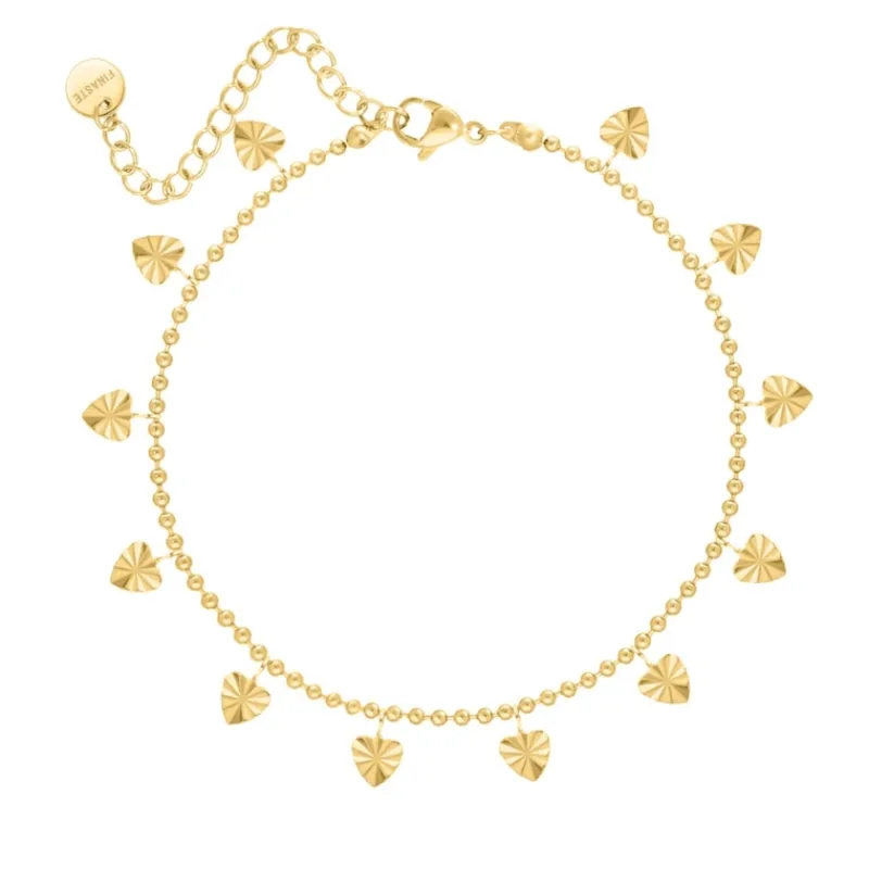 Finaste Bolletjes armband met hartjes goudkleurig Fashion