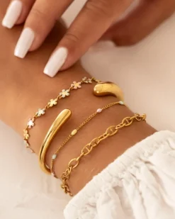 Finaste Bolletjes armband pastel goudkleurig Outlet