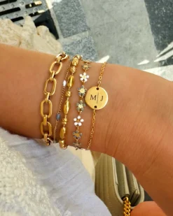 Finaste Bolletjes armband trendkleuren goudkleurig Outlet
