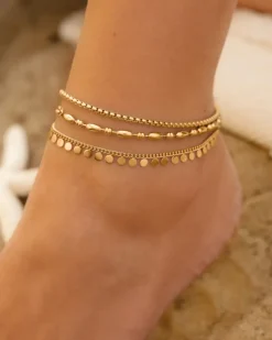 Finaste Box chain enkelbandje goudkleurig Hot