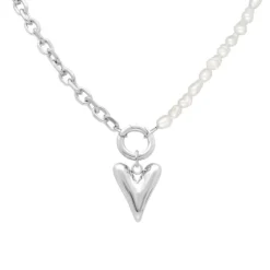 Finaste Chain & pearl ketting met hartje Sale
