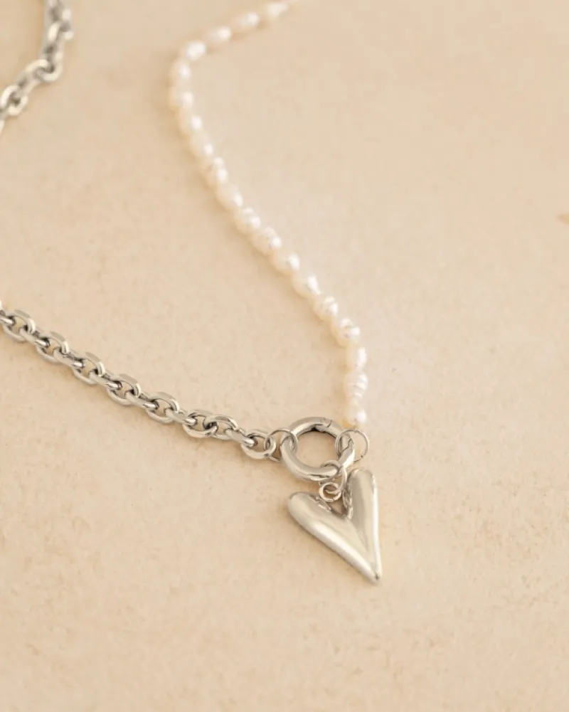 Finaste Chain & pearl ketting met hartje Sale