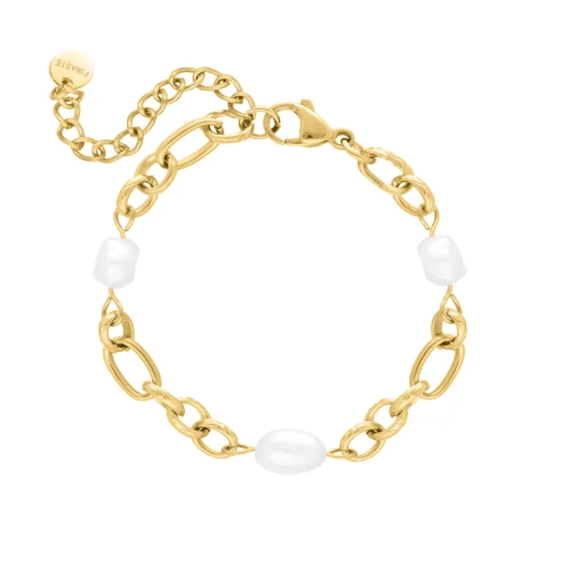 Finaste Chain and pearl bracelet goudkleurig Online