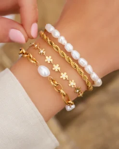 Finaste Chain and pearl bracelet goudkleurig Online