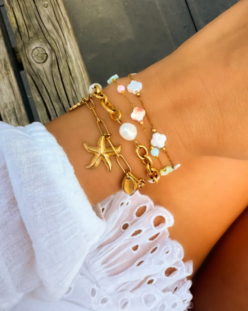 Finaste Chain and pearl bracelet goudkleurig Online