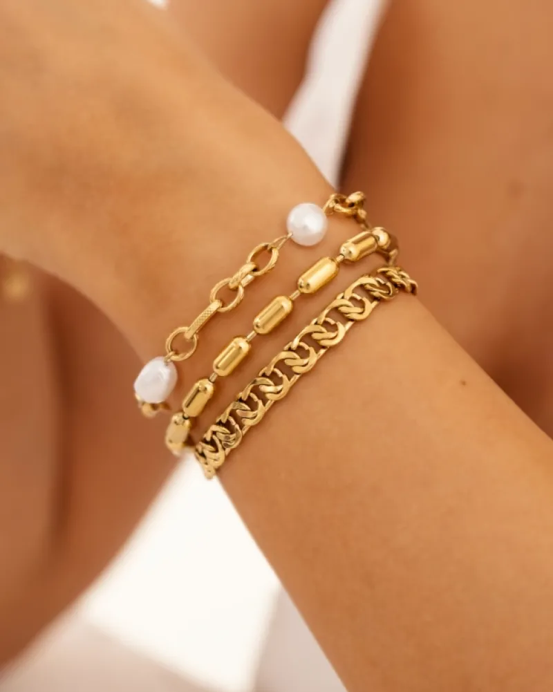 Finaste Chain and pearl bracelet goudkleurig Online