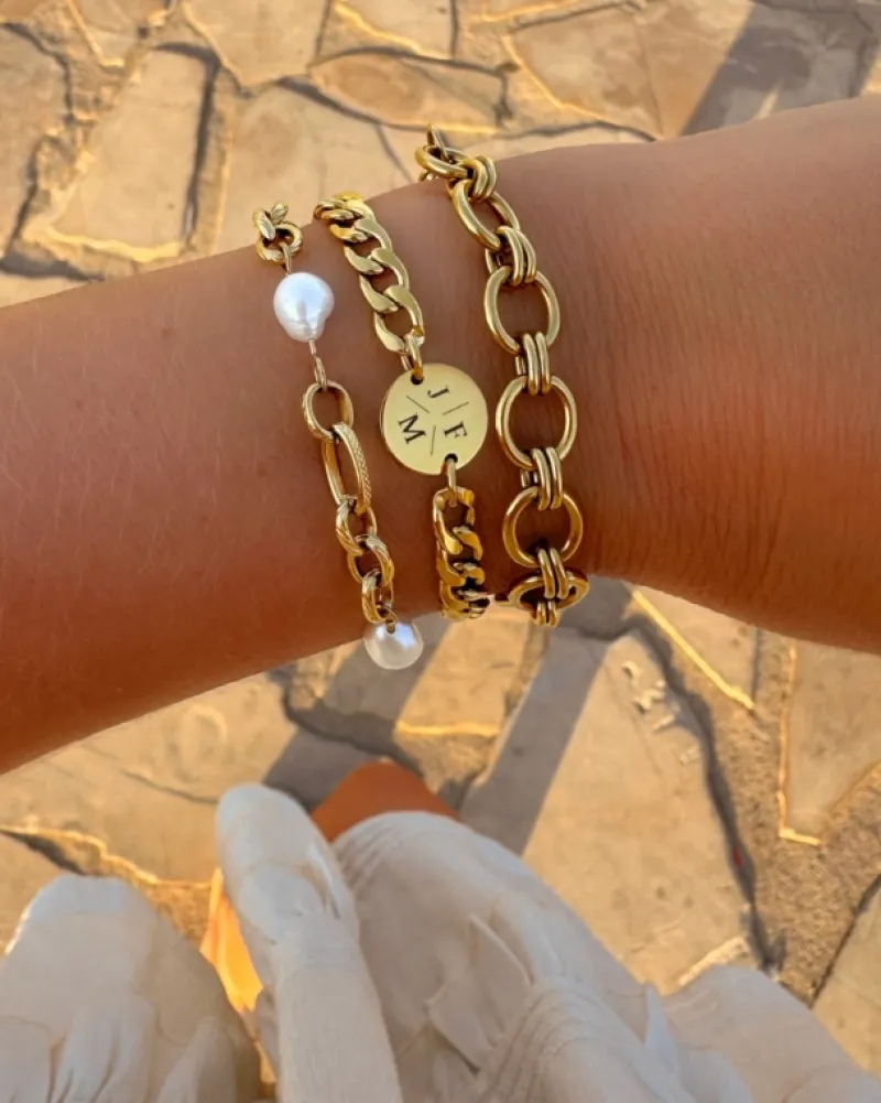 Finaste Chain and pearl bracelet goudkleurig Online