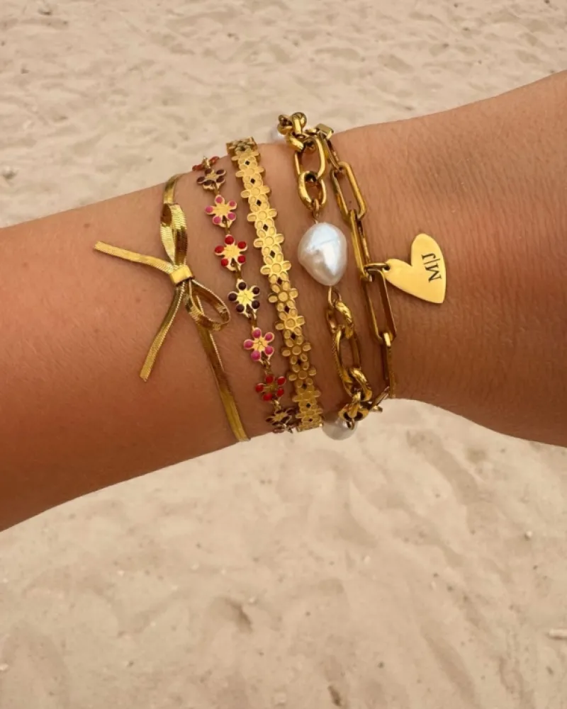Finaste Chain and pearl bracelet goudkleurig Online