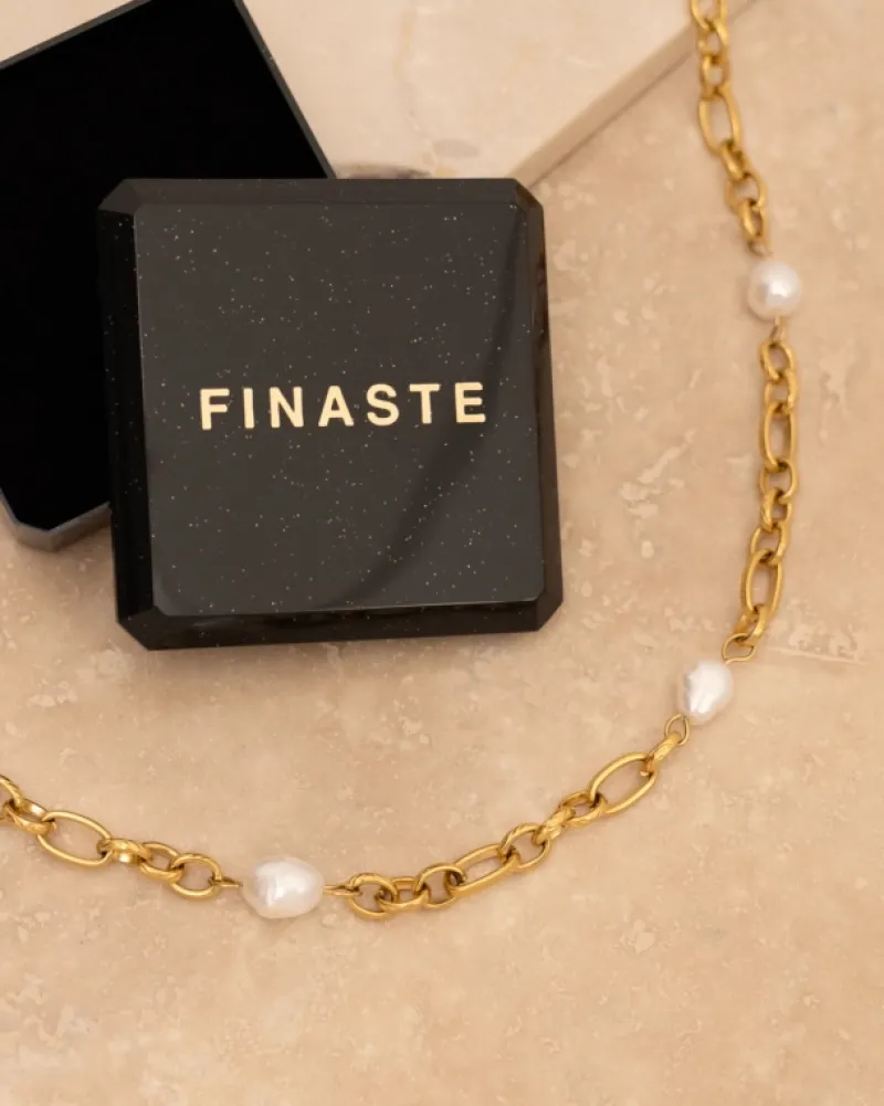Finaste Chain and pearl necklace goudkleurig Clearance