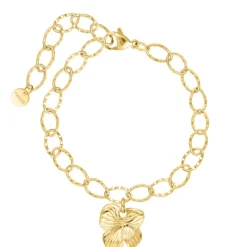 Finaste Chain armband met bloem goudkleurig Outlet