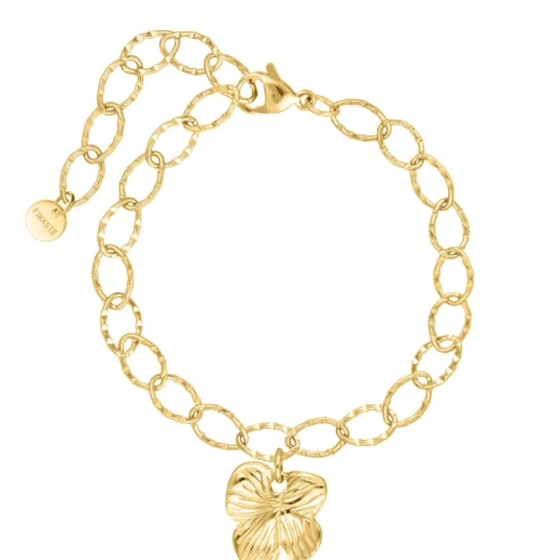 Finaste Chain armband met bloem goudkleurig Outlet