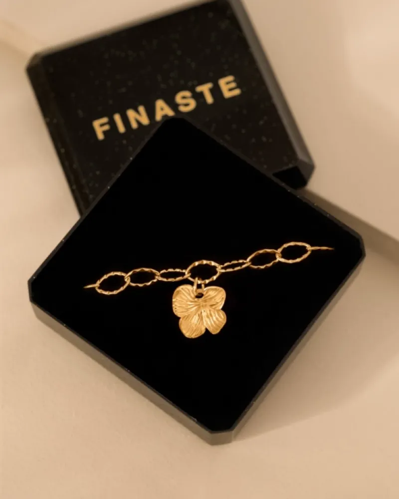 Finaste Chain armband met bloem goudkleurig Outlet