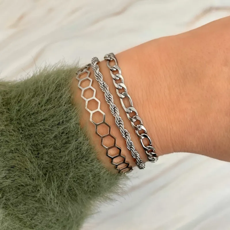 Finaste Chain Armbanden Set Kleur Zilver Fashion
